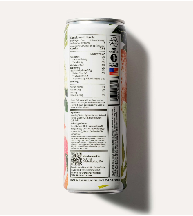 Ohho - Pink Grapefruit and Elderflower Seltzer